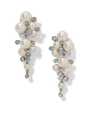 Nadri Undersea Imitation Pearl & Cubic Zirconia Cascade Drop Earrings - Metallic