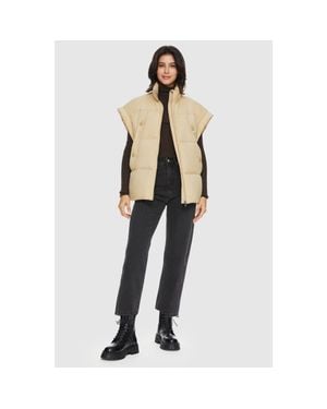 Orolay Oversized Sleeveless Classic Puffer Vest - Natural