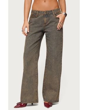 Edikted Ace Relaxed Low Rise Straight Leg Jeans - Brown