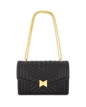 Mac Duggal Plated Hardware Quilted Napa Leather Handbag - Black