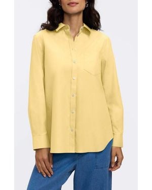 Foxcroft Non-Iron Boyfriend Button-Up Shirt - Yellow
