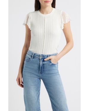 Wit & Wisdom Pointelle Flutter Sleeve Sweater - Blue