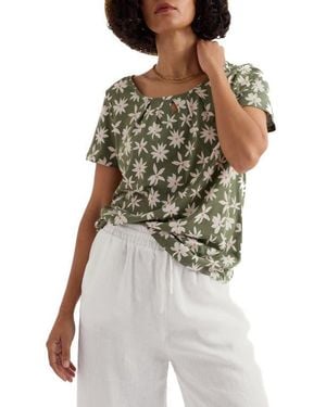 Seasalt Cornwall Appletree Floral Keyhole T-Shirt - Multicolor