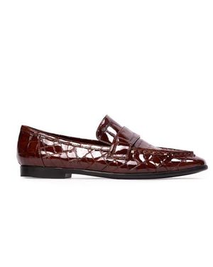 Black Suede Studio Arrow Croc Loafer - Red