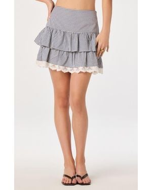 Astr Penny Tiered Gingham Miniskirt - Multicolor
