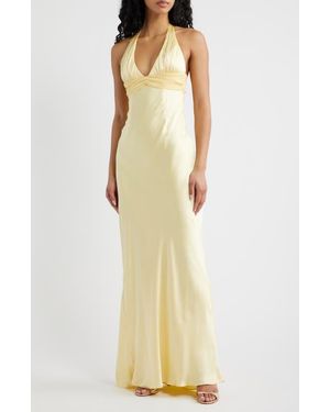 princess polly yellow halter dress Alayla Halter Midi Dress Yellow Floral