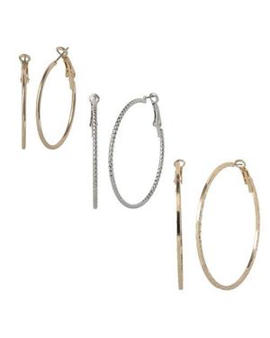 Jessica Simpson Mixed Metal Hoop Earring Set - Metallic