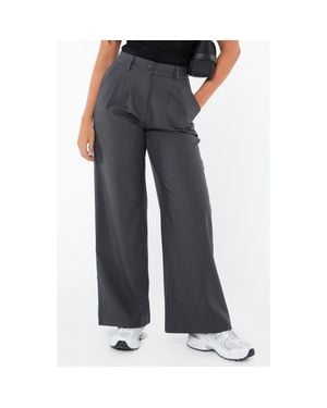 Princess Polly Archer Pleated High Waist Straight Leg Pants - Blue