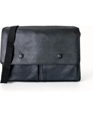 Deux Mains Leather Messenger Bag - Black