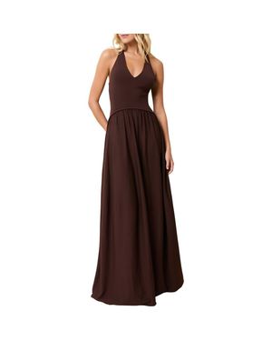 Solid & Striped The Maggie Crossback Maxi Dress - Brown