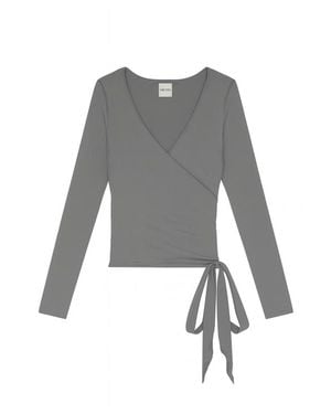 VIR VITA Margot Wrap Top - Gray