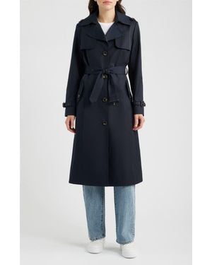 Sam Edelman Tie Belt Trench Coat - Blue