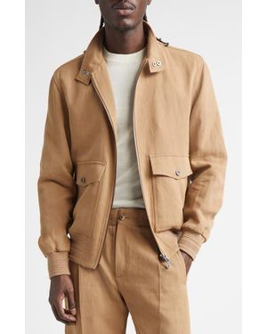 Isaia Barracuta Linen Bomber Jacket - Natural