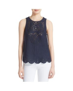 Joie 'Encycllia' Sleeveless Linen Eyelet Top - Blue