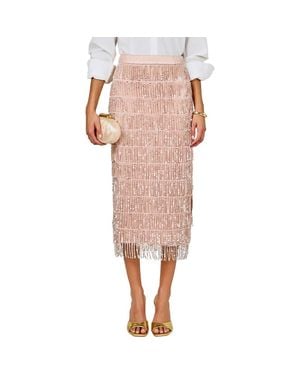 Endless Rose Sequin Tassel Midi Skirt - Pink