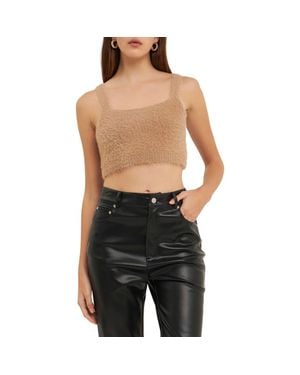 Grey Lab Plush Crop Sweater Camisole - Black