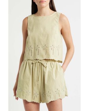 a.ren Lia Tie Back Sleeveless Linen & Cotton Top - Natural