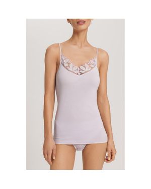 Hanro Kalea Embroidered Trim Cotton Camisole - Purple