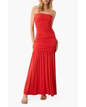 Cami NYC Waverly Strapless Drop Waist Maxi Dress - Red