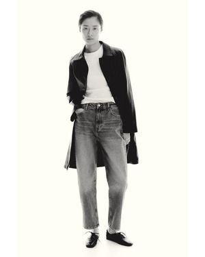 H&M Mom Slim-Fit High-Waist Ankle Jeans - Black