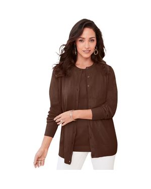 Jessica London Fine Gauge Cardigan - Brown