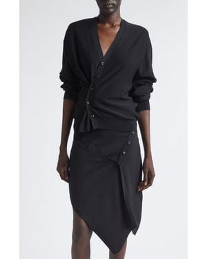 Lemaire Twisted Merino Wool Blend Cardigan - Black