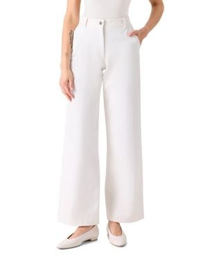 Akris Finnian High Waist Wide Leg Jeans - White