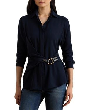 Ralph Lauren Kreshay Button-Up Buckle Top - Blue