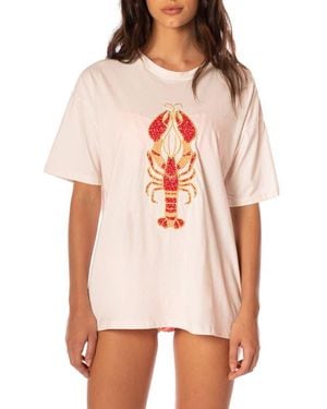 Maaji Azalea Lobster Cotton Cover-Up T-Shirt - Red