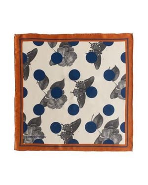 Lost Pattern Noir Floral Silk Pocket Square - Blue