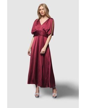 Oasis Hotfix Detail Ruched Bodice Midi Dress - Red