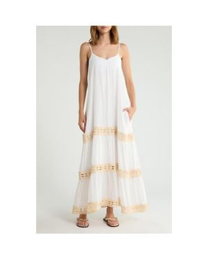 Elan Tiered Maxi Cover-Up Dress - White