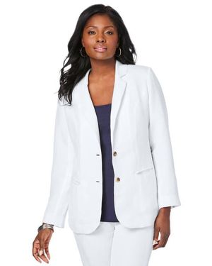 Jessica London Linen Blazer - White
