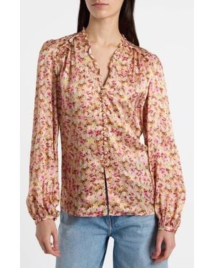 Santorelli Blaine Long Sleeve Buttoned Blouse - Red