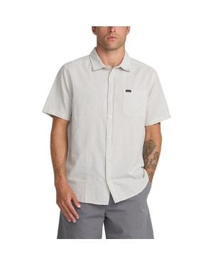 RVCA That'Ll Do Seersucker Short Sleeve Button-Up Shirt - Gray