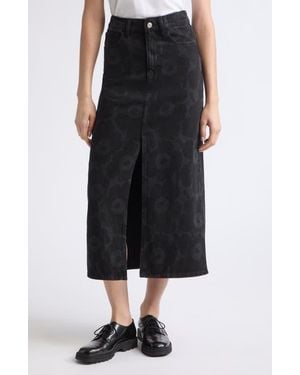 Marimekko Kustma Uniko Mari Denim Midi Skirt - Black