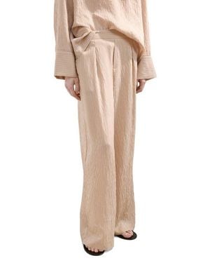 Mango Stripe Straight Leg Pants - Natural