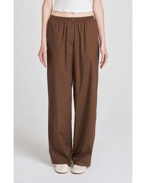 Wayf Billie Stripe Pull-On Cotton Pants - Brown