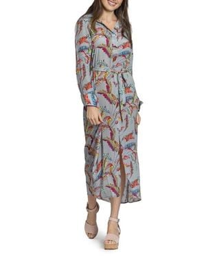 Apny Mix Print Long Sleeve Dress - Multicolor