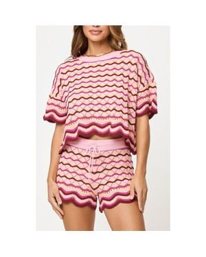 LSPACE Sun Chaser Stripe Top - Red
