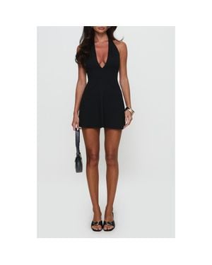Princess Polly Hollywood Hills Plunge Neck Halter Minidress - Black