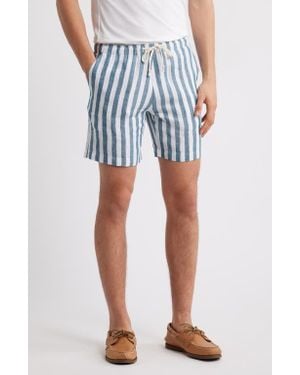 Alex Crane Bo Linen Drawstring Shorts - Blue
