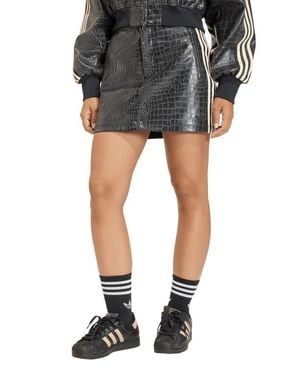 adidas Originals Croc Embossed Faux Leather Miniskirt - Black