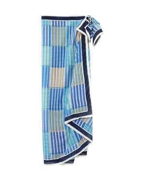 Echo Stripe Illusion Sarong And Bag - Blue