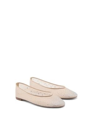 Mango Rhinestone Mesh Ballet Flat - Pink