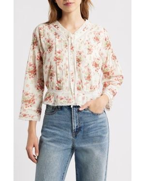 Doen Hillock Floral Organic Cotton Voile Top - Blue