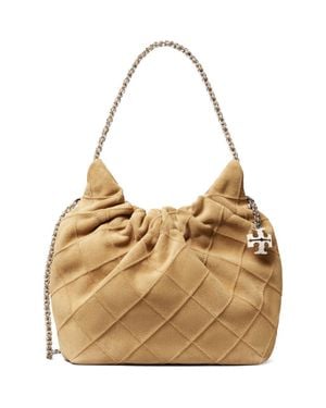 Tory Burch Fleming Suede Mini Hobo - Metallic