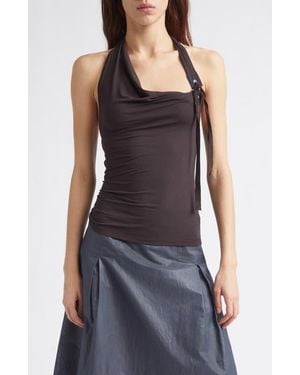 Paloma Wool Simulet Side Tie Jersey Halter Top - Brown