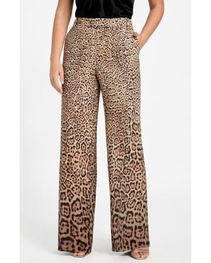 Marciano Amy Leopard Print Wide Leg Pants - Brown