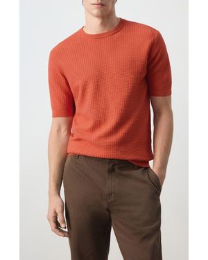 Mango Waffle Knit T-Shirt - Red